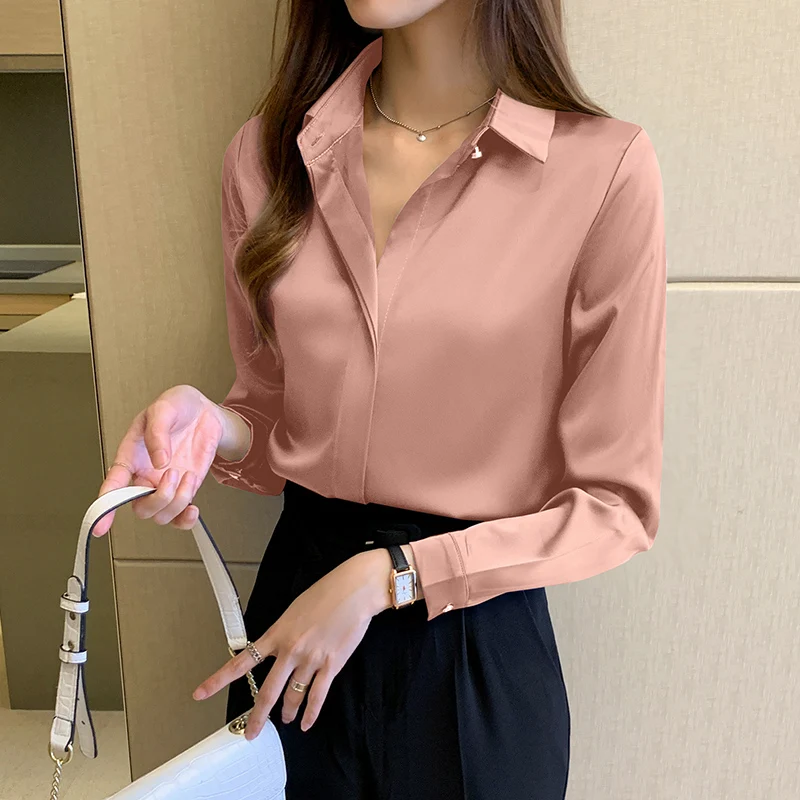 Top Trends: Silk Shirts Women White Shirt Women Long Sleeve Shirts Blouse Satin Silk Blouse Ladies Tops 2023 Fashion Solid Woman Clothing Shoppable Styles