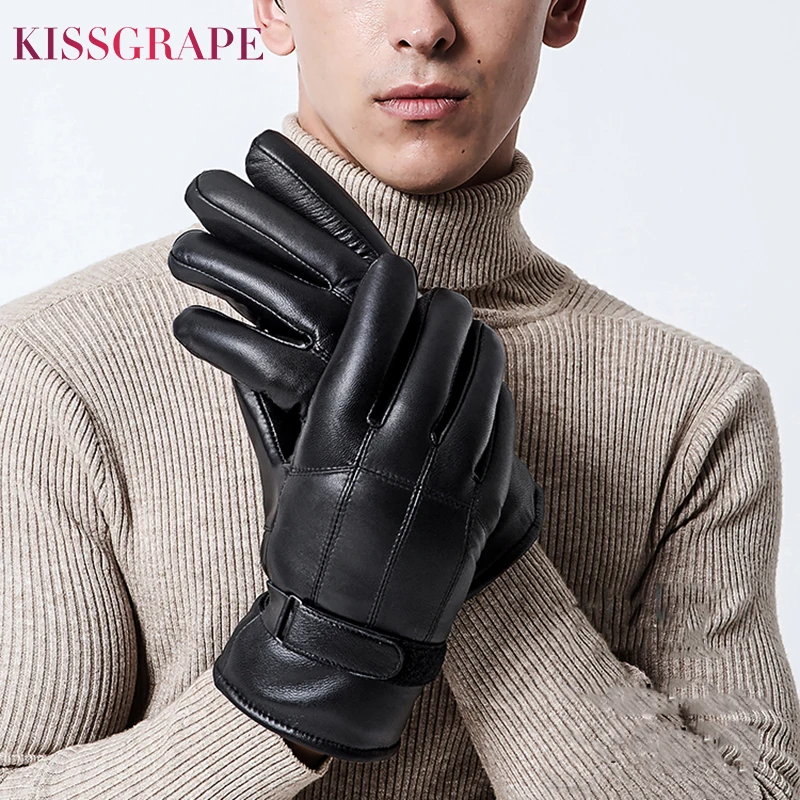 Top Trends: Super Warm Gloves For Men New Winter Men's Genuine Leather Gloves Male Outdoor Natural Fur Motorcycle Gloves Thick Waterproof Shoppable Styles