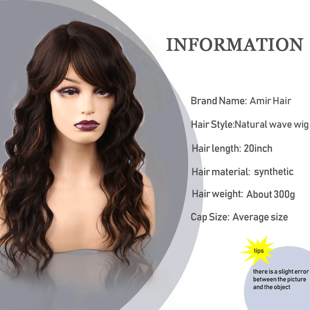 Top Trends: Amir Synthetic Long Fluffy Curly Wavy Hair Wigs For Women Ombre Wig With Bangs Natural Black Blonde Brown Cosplay Party Wig Shoppable Styles - Image 5