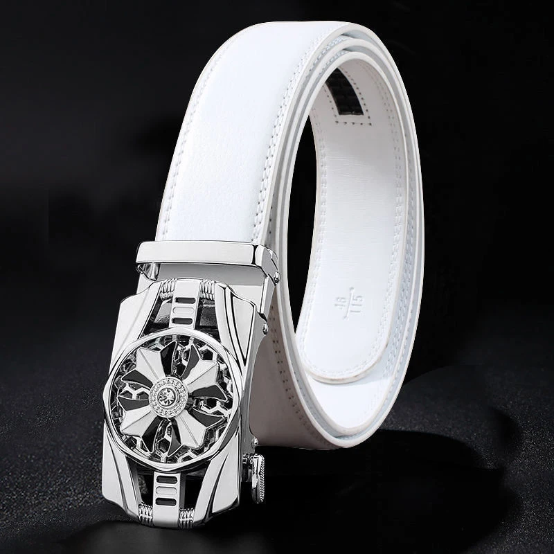 Top Trends: Time Comes To Revolve Belt Office Men Leather Automatic Buckle White Belt New Korean Style Trend Designer Authentic Casual Belt Shoppable Styles