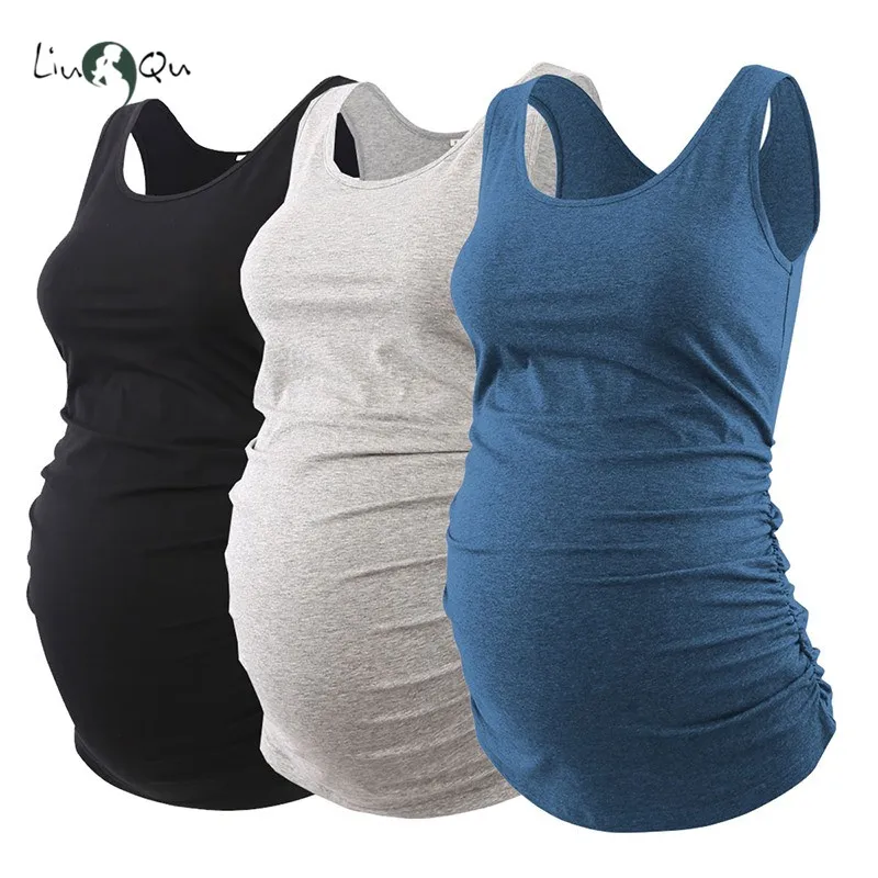 Top Trends: Liu&amp;Qu Womens Maternity Tank Top Layering Pregnancy Shirt Scoop Neck Sleeveless Ruched Vest Casual Pregnant T-shirt Clothes Shoppable Styles