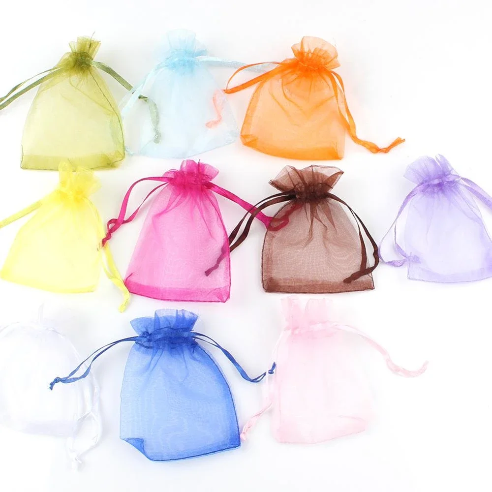 Top Trends: 50pcs / lot 7x9cm 9x12cm Colorful Drawstring Organza Bags Jewelry Packaging Bags Wedding Party Decoration Gift Bags Candy Pouches Shoppable Styles