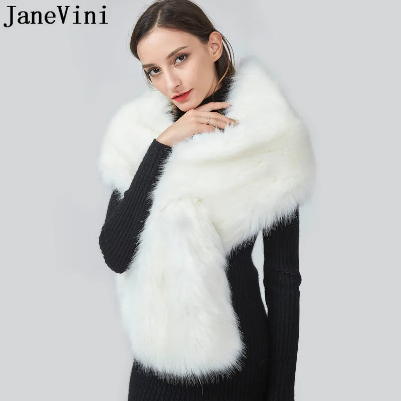 Top Trends: JaneVini White Fur Wedding Cape Shawls For Dresses Women Party Bridal Wraps Jackets Faux Fur Shawl Shrugs Bride Bolero Femmes Shoppable Styles