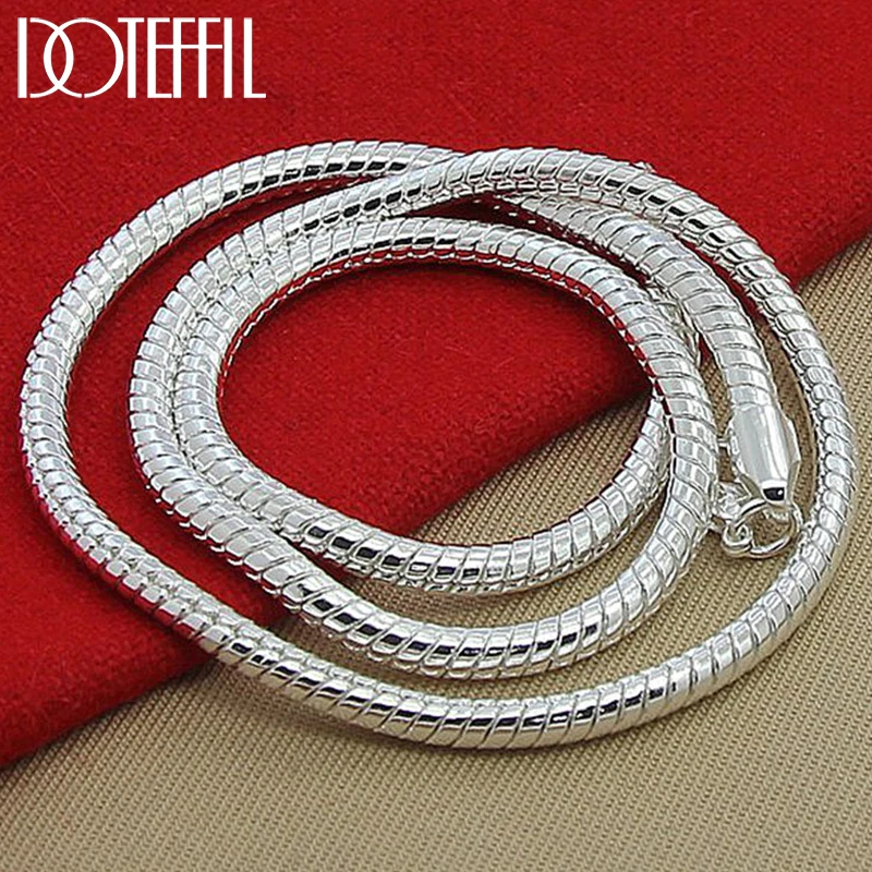 Top Trends: DOTEFFIL 925 Sterling Silver 16 / 18 / 20 / 24 / 22 / 24 / 26 / 30 Inch 3mm Snake Chain Necklace For Woman Man Wedding Engagement Jewelry Shoppable Styles