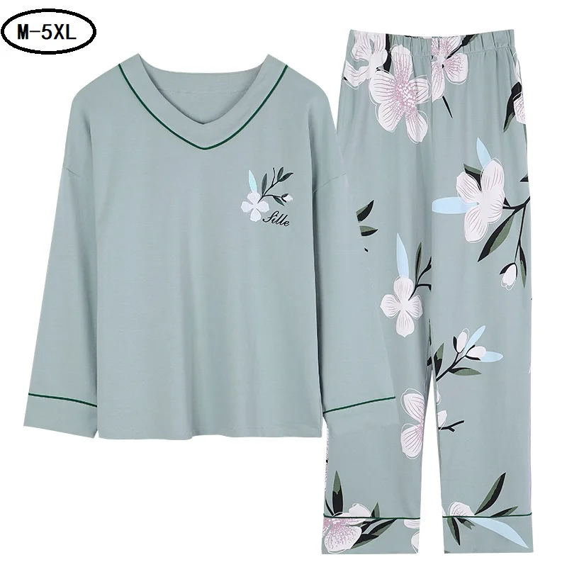 Top Trends: M-5XL Cotton Pajamas For Women New Autumn Winter Home Clothes Loose Ladies Pijama Floral Pyjamas Suits Shoppable Styles