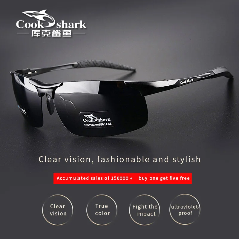 Top Trends: Cook Shark's New Aluminum Magnesium Sunglasses Men's Sunglasses HD Polarized Driving Drivers Color Glasses Tide Shoppable Styles