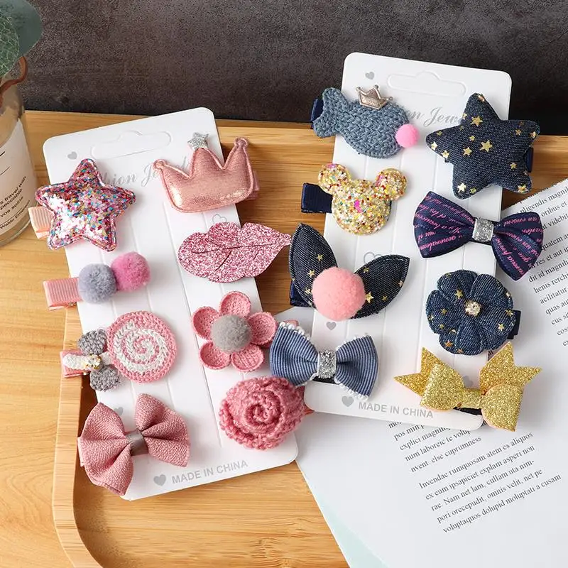 Top Trends: 8Pcs / Set Girls Cute Hair Clips Hair Accessories Bow Flower Animal Hair Bands Headwear Kids Cartoon Hairpins Headdress Ornaments Shoppable Styles