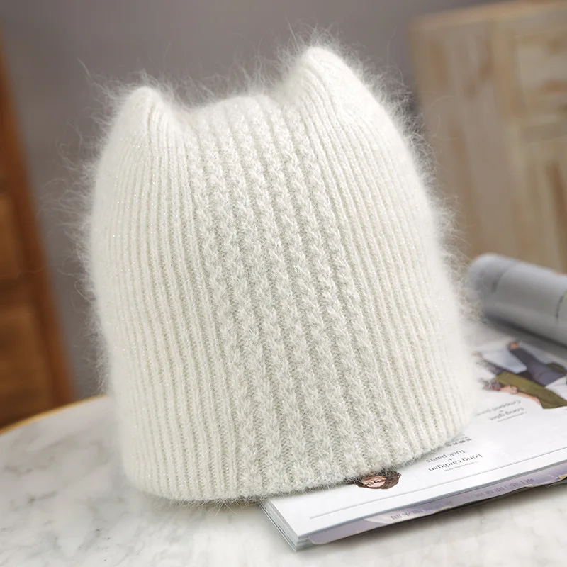 Top Trends: Warm Lovely Winter Knitted Hats For Women Casual Soft Warm Angola Rabbit Fur Beanie Hats For Glris Lady Bonnet Gorros Shoppable Styles