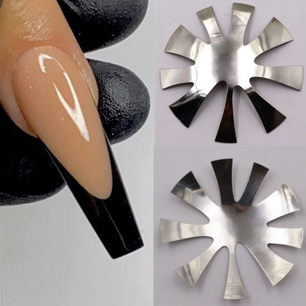 Top Trends: 9 Shapes / pcs French Style Nail Stainless Steel Plates Model Polishing Manicure DIY Nail Art Design Tools Salon Nail Template Shoppable Styles