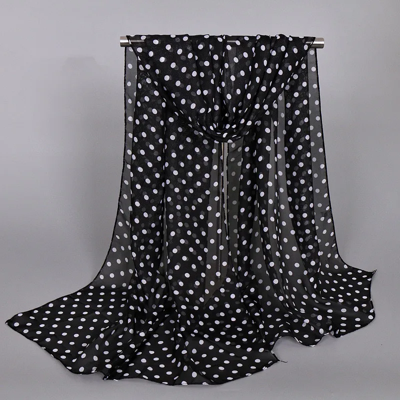 Top Trends: Printed Polka Dot Chiffon Hijab Scarf Women Pareo Beach Towels Summer Autumn Fashion Muslim Woman Veil Wrap Women's Cape Scarves Shoppable Styles