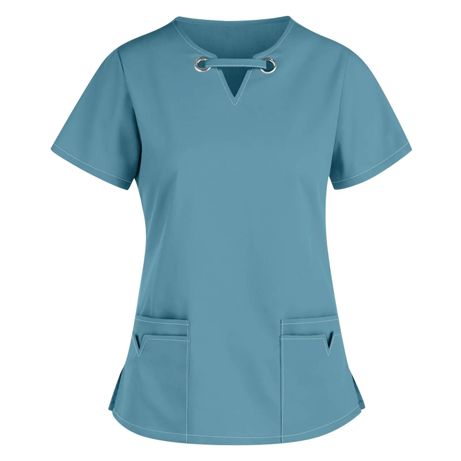 Top Trends: Solid Scrub Tops Healthcare Tunic Women Short Sleeves Hospitality Maid Nurses Uniform Cares Therapist Dentist Workwear Female A5 Shoppable Styles