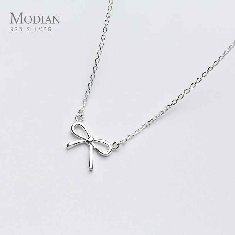 Top Trends: Modian Authentic 925 Sterling Silver Elegant Bowknot Necklace Pendant For Women Fashion Fine Statement Jewelry Gifts Bijoux Shoppable Styles