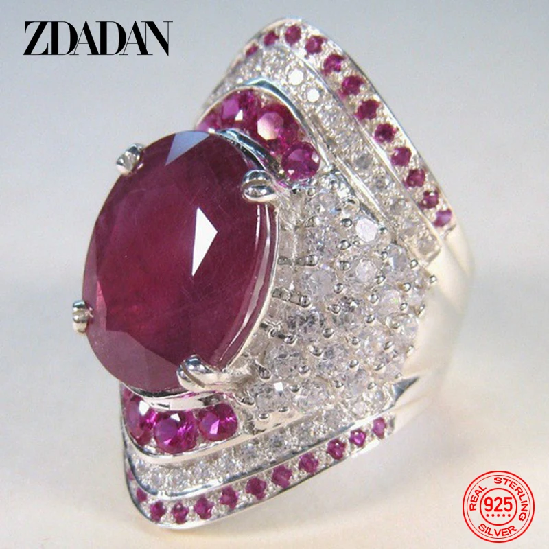 Top Trends: ZDADAN 925 Sterling Silver Ruby Ring For Women Zircon Finger Rings Fashion Jewelry Gifts Shoppable Styles