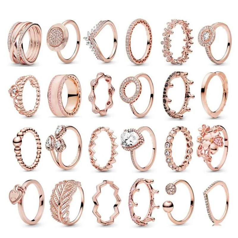 Top Trends: 100% 925 Sterling Silver Rose Gold 24 Most Popular Women's Pan Rings For Women Wedding Party Gift Fashion Jewelry Shoppable Styles