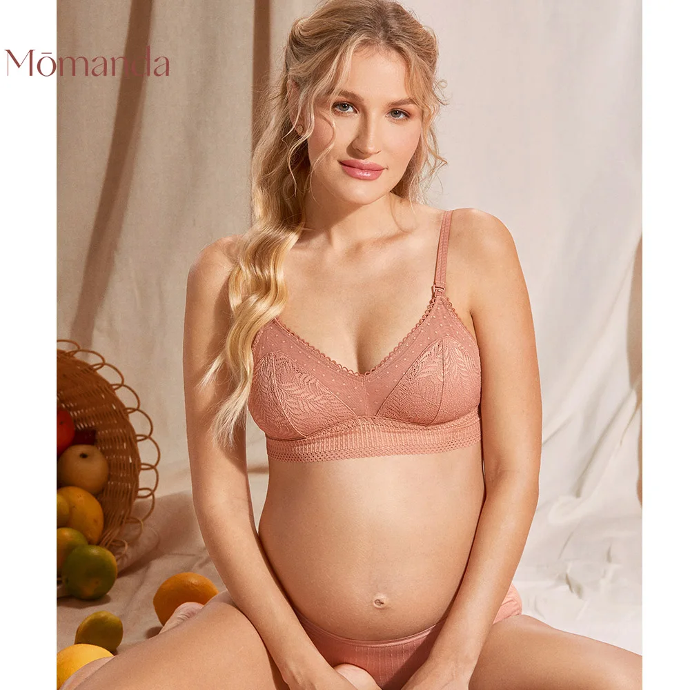 Top Trends: MOMANDA Lace Wireless Bralette Lightly Padded Maternity Nursing Bra For Pregnant Double Strap S-XL Pregnant Women Shoppable Styles