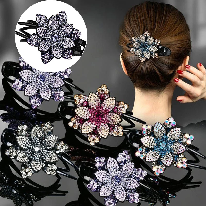 Top Trends: Vintage Rhinestone Flower Duckbill Hair Claws Ponytail Resin Hair Clip Shinning Headwear Hairpin Hair Combs Hair Accessories Shoppable Styles