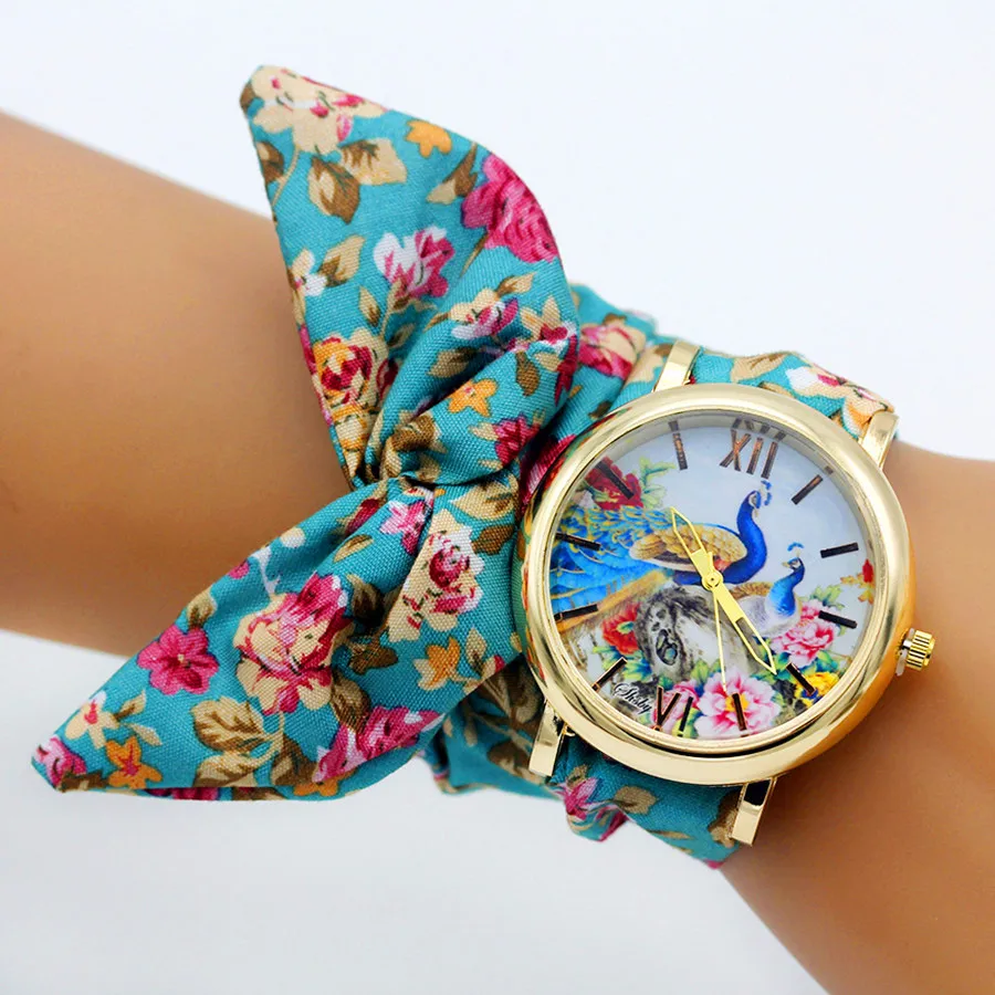 Top Trends: Shsby New Woman's Watch Fashion Luxury Ladies Quartz Wristwatch Top Brand Floral Cloth Bracelet Watch Flower Women Watches Reloj Shoppable Styles