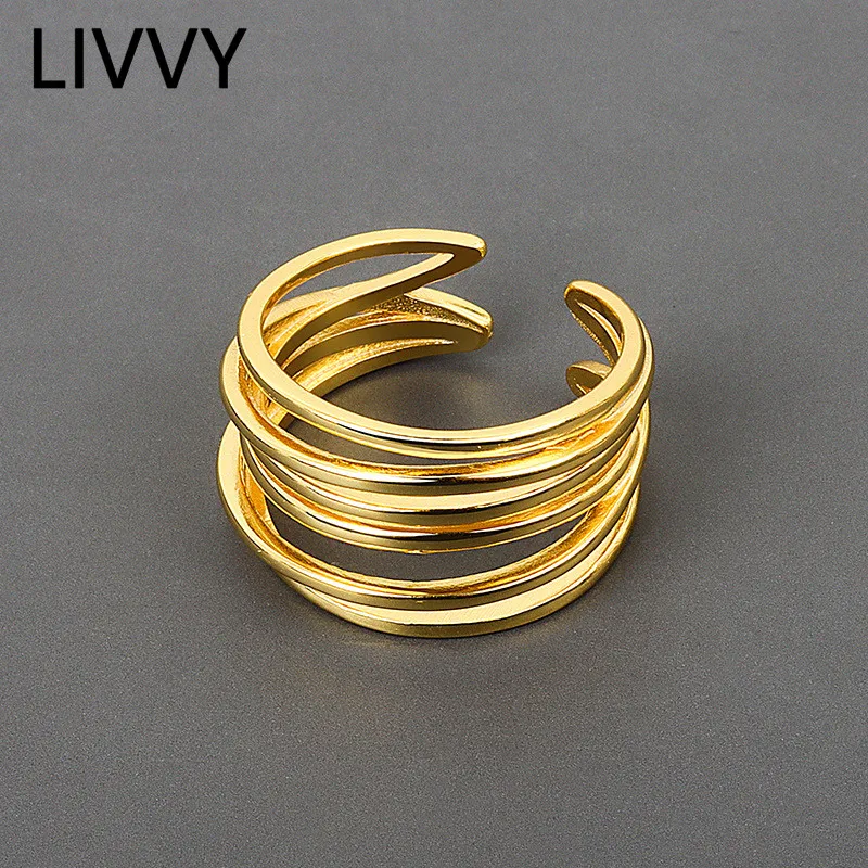 Top Trends: LIVVY Silver Color Wedding Rings Simple Geometric Multilayer Winding Handmade Jewelry For Women Size Adjustable 2021 Tre Shoppable Styles