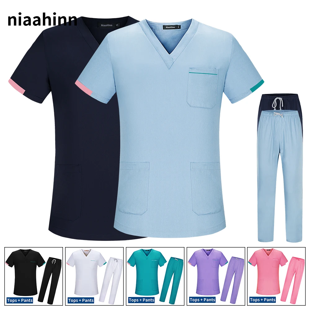 Top Trends: New Surgical Hospital Scrubs Suits Male Medical Uniforms Nursing Work Clothes Scrub Medical Nurse Uniform Pharmacy Lab Coat Pant Shoppable Styles