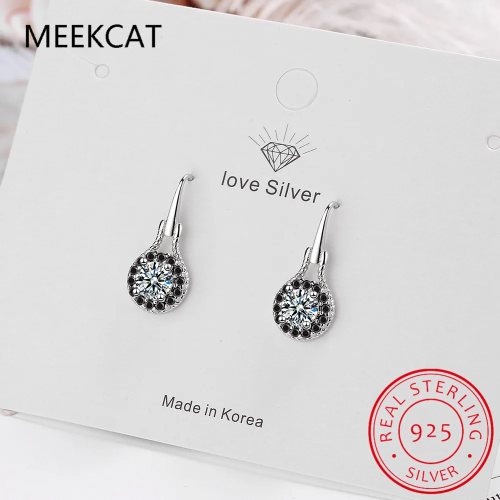 Top Trends: Genuine 925 Sterling Silver Earrings Fine Jewelry Flower Black Spinel Engagement Dangle Earrings Brincos De Prata For Women Shoppable Styles