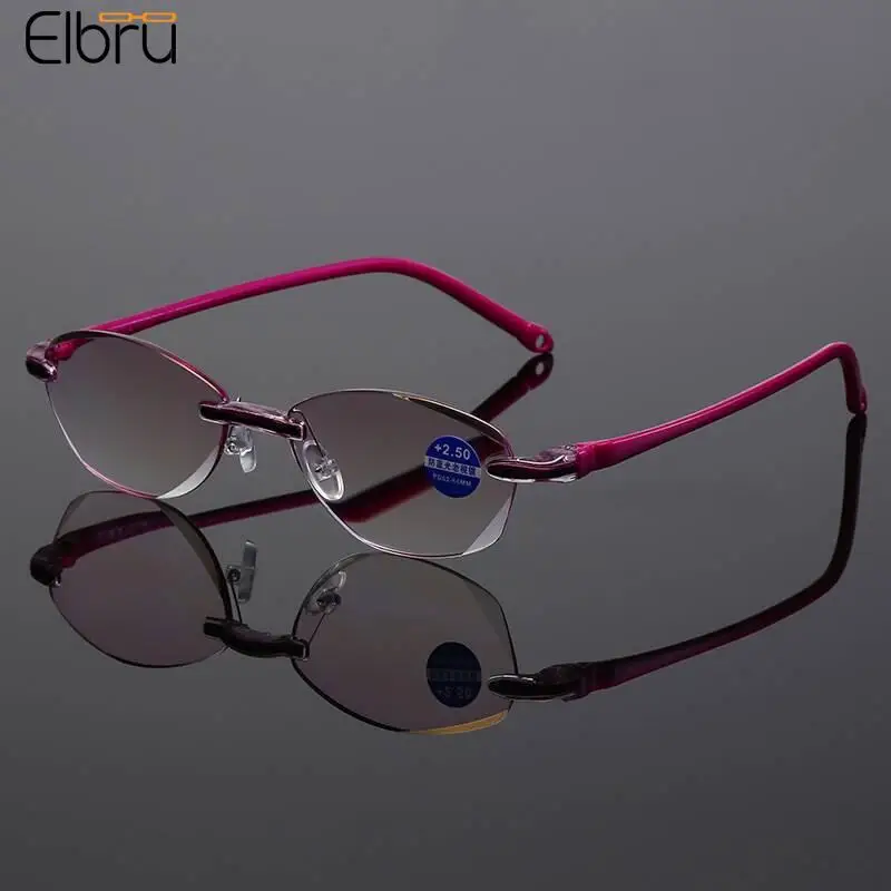 Top Trends: Elbru + 1.0+ 1.5 + 2.0+ 2.5+ 3.5+ 4.0 Frameless Anti-blue Rays Reading Glasses Retro Women Presbyopia Prescription Eyeglasses Unisex Shoppable Styles