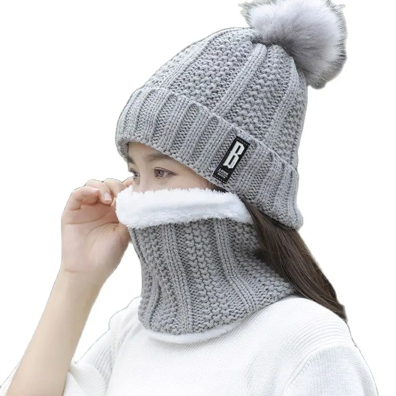 Top Trends: Winter Hat Scarf Two Pieces Set Warm Knitted Women Men Wind Stop Skiing Hat Caps With Neck Collar For Outdoor Sports Shoppable Styles