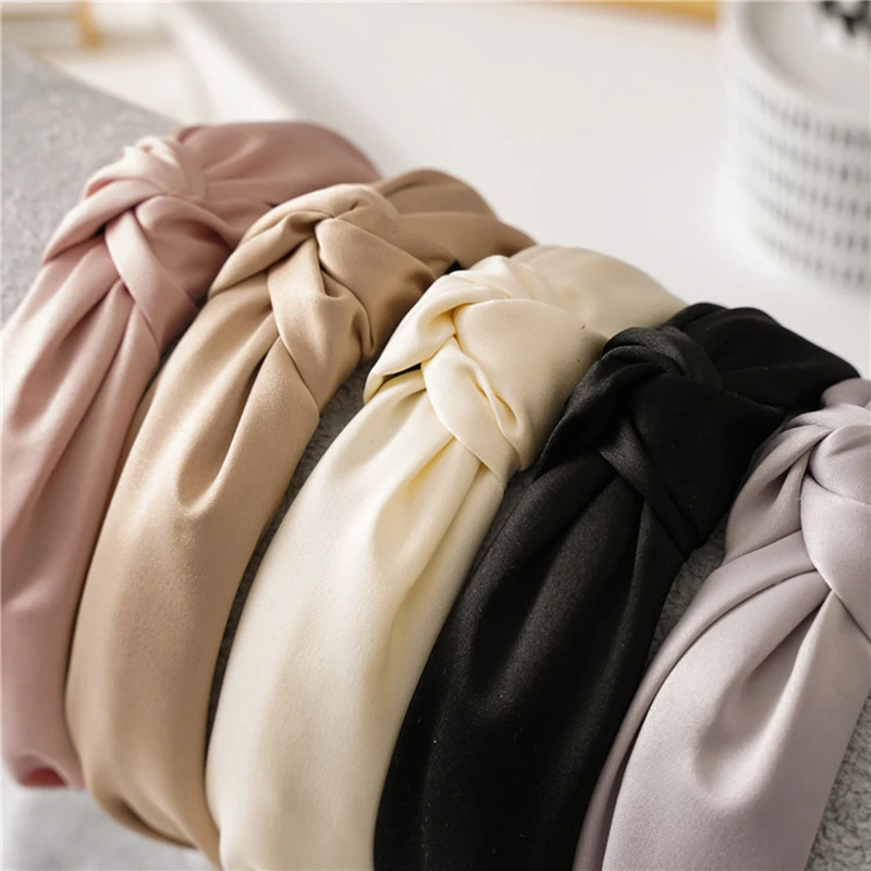 Top Trends: Women Wide Side Headband Twisted Knotted Head Hoop Solid Color Hair Band Simple Fabric Hairband Girls Hair Hoop Hair Accessories Shoppable Styles