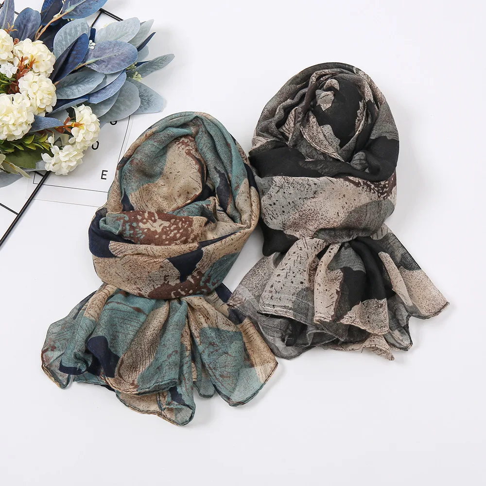 Top Trends: 2023 Autumn New Fashion Retro BIG Floral Viscose Scarf Lady Print Voile Shawls And Wraps Pashmina Foulards Muslim Hijab 180*80Cm Shoppable Styles