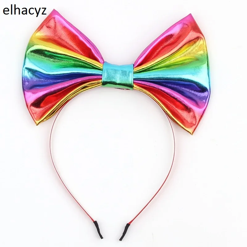 Top Trends: 1PC Chic 7'' Big Metallic Bow Headband Rainbow Colors Metallic Hair Bands For Party Women Girls Birthday Kids Hair Accessories Shoppable Styles