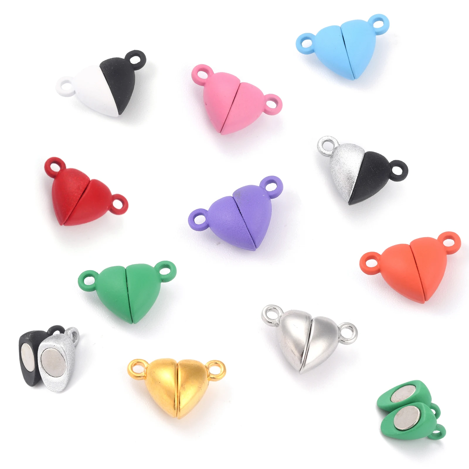 Top Trends: 50 Pairs Love Heart Shaped Alloy Magnetic Connected Clasps Charms End Caps For DIY Couple Bracelet Necklace Making Accessories Shoppable Styles