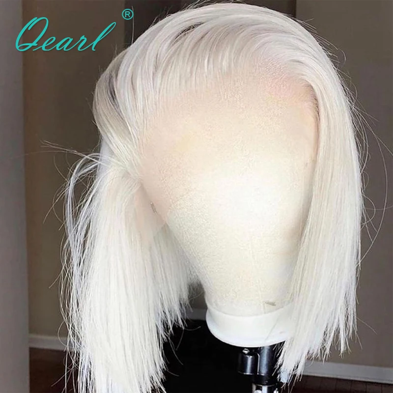 Top Trends: Short Bob Straight Wigs Human Hair White Blonde Lace Frontal Wig For Women Ash Color Virgin Hair 150% Lace Front Wig 13x1 Qearl Shoppable Styles