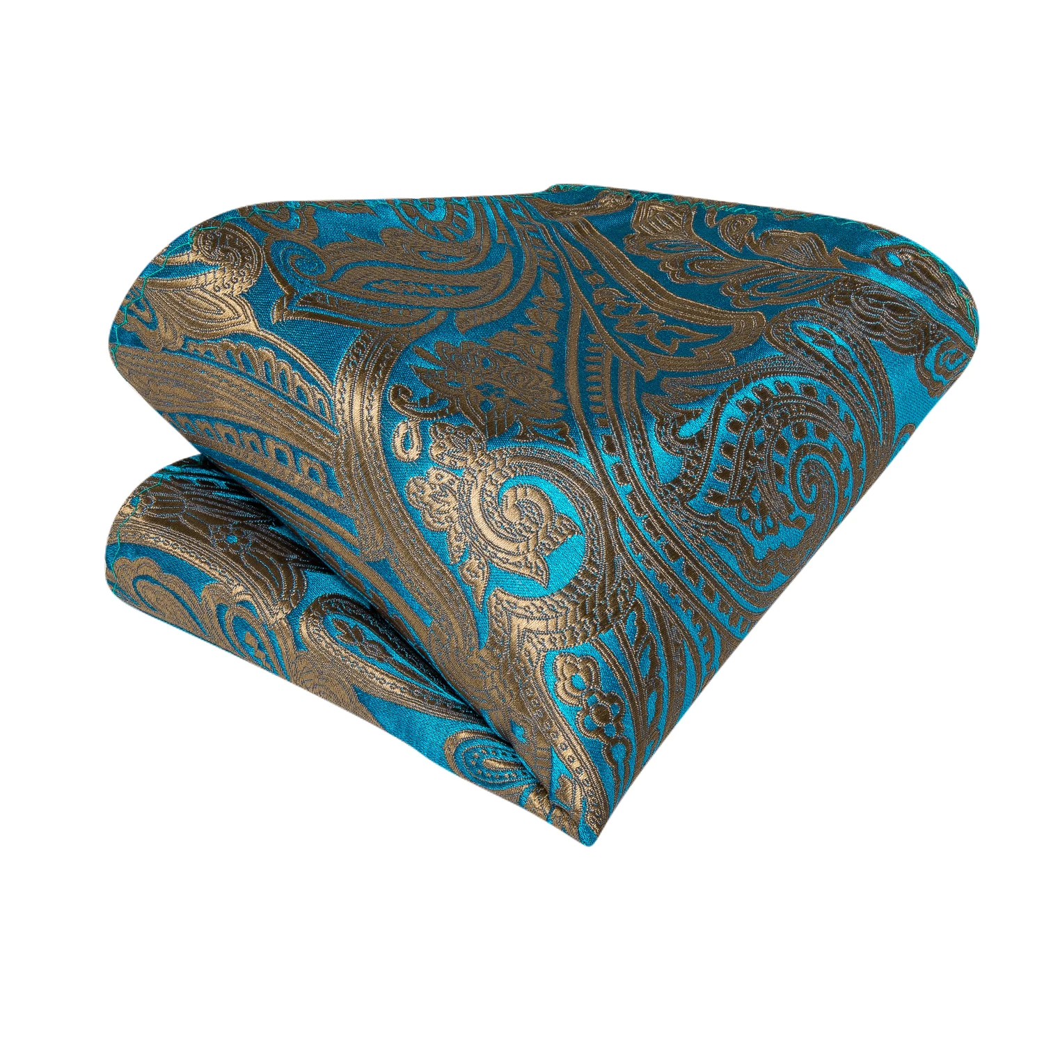 Top Trends: Men Vintage Teal Blue Gold Paisley Formal Ascot Tie Self British Style Gentleman Silk Cravat Necktie Set Hanky Tie Ring DiBanGu Shoppable Styles - Image 6