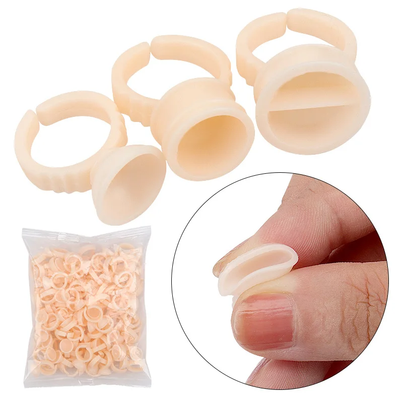 Top Trends: 100 Pcs Disposable Silicone Eyelash Glue Ring Cup Holder Container Tattoo Pigment Eyelash Extension Makeup Tools Lash Supplies Shoppable Styles