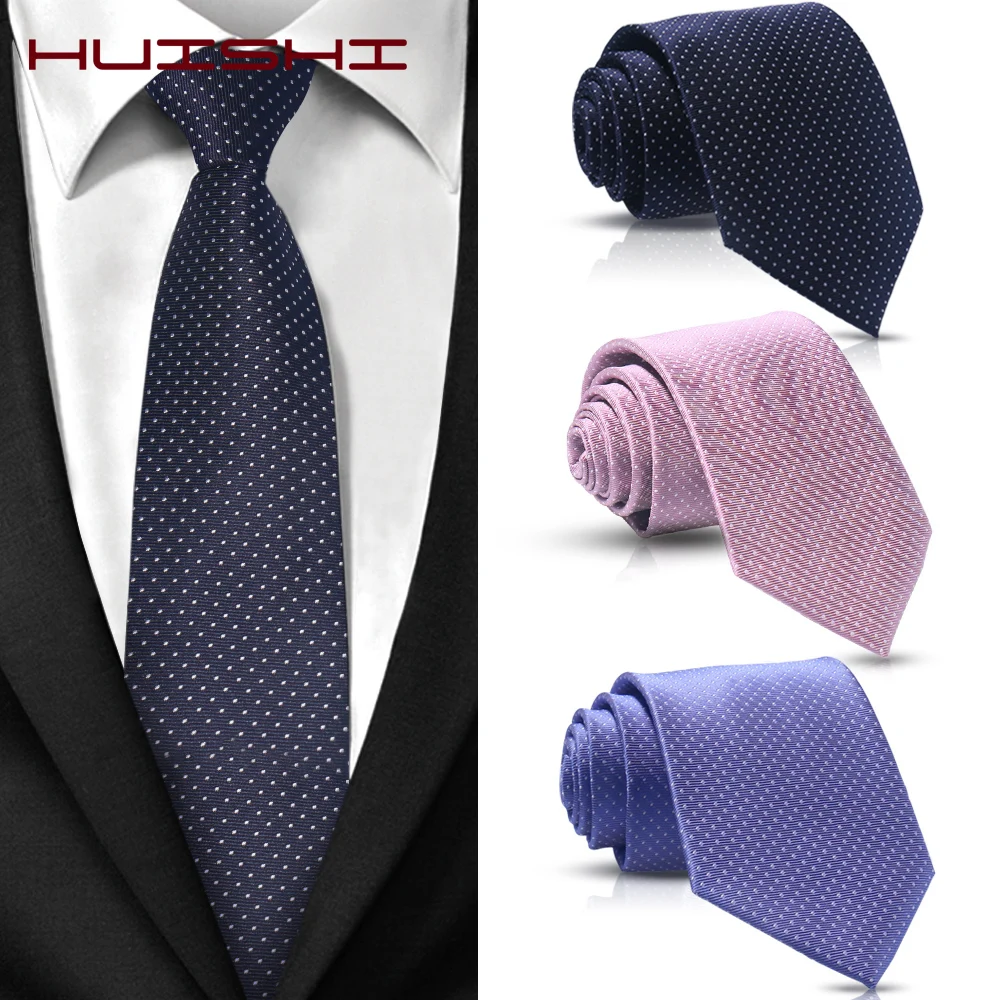 Top Trends: HUISHI Men Tie Pink New Colorful Solid Pink Tie With White Dot Fun Gifts Men 8cm Width Fashion Polyester Necktie Accessories Shoppable Styles