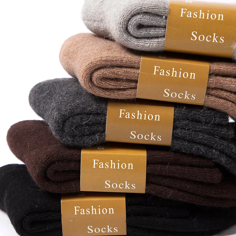 Top Trends: 5Pairs / lot Men's Wool Socks Winter Casual Thick Warm Winter Men's Simple Solid Color Socks Male High Quality Shoppable Styles - Image 3