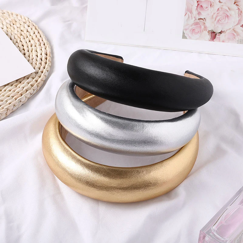 Top Trends: Leather Sponge Padded Headband Hairband Bezel Turban Elegant Silver Girl Gold Black Hair Accessories Headwear Hair Hoop Headwear Shoppable Styles