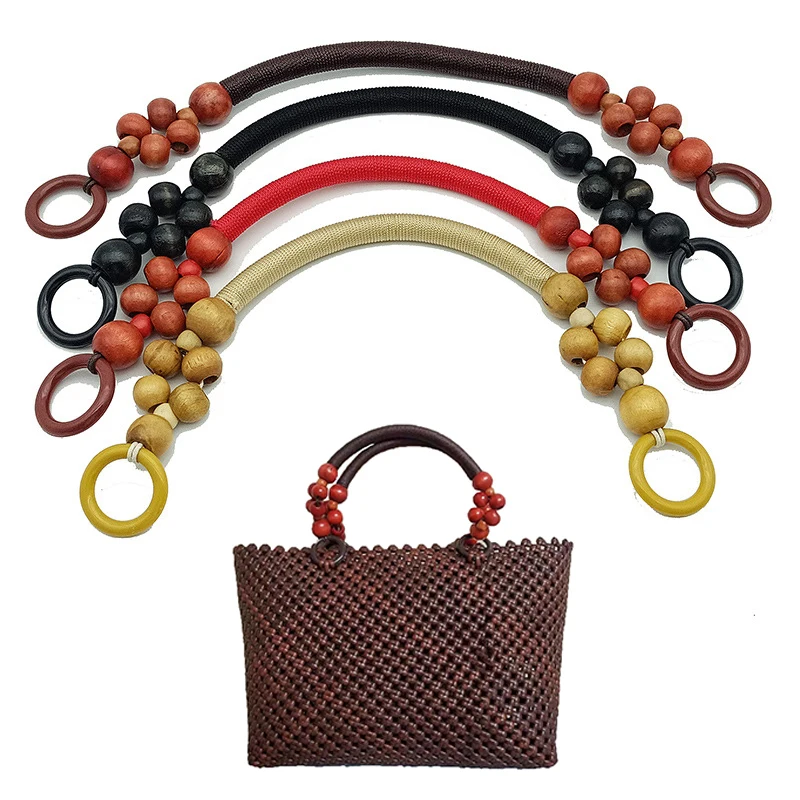 Top Trends: 37 / 48cm Wood Bead Bag Strap Woven Handbag Handles Fashion Handmade Shoulder Bag Strap DIY Purse Handle Strap Bag Accessories Shoppable Styles