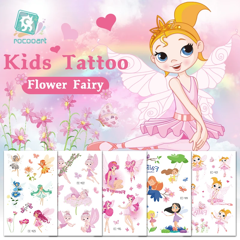 Top Trends: Rocooart Flower Fairy Tattoo For Kids Cute Fake Taty Children Tatouage Temporaire Body Art Waterproof Temporary Tattoo Stickers Shoppable Styles