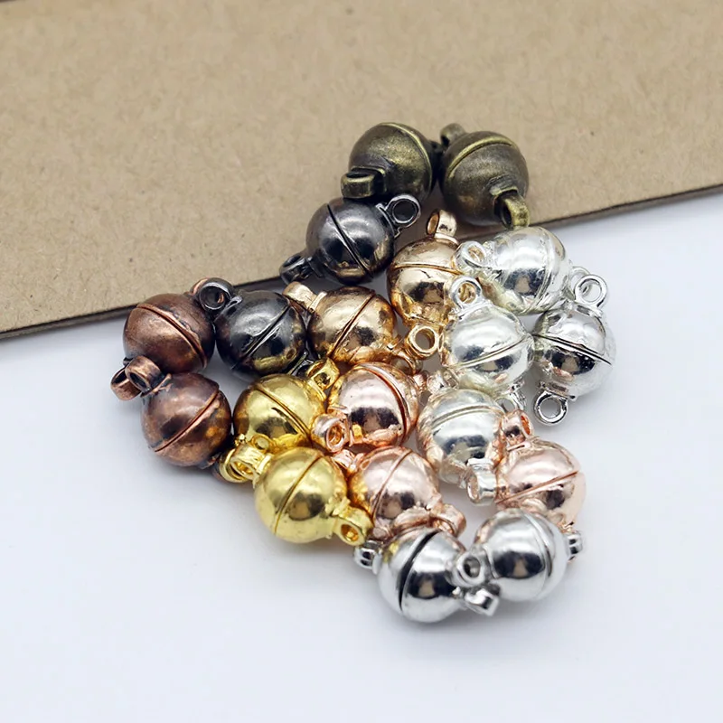 Top Trends: Mibrow 10pcs Copper 6 / 8 / 10 / 12mm Round Ball Strong Magnetic Clasps Fit Bracelets Necklace End Clasp Connectors Jewelry Making Shoppable Styles