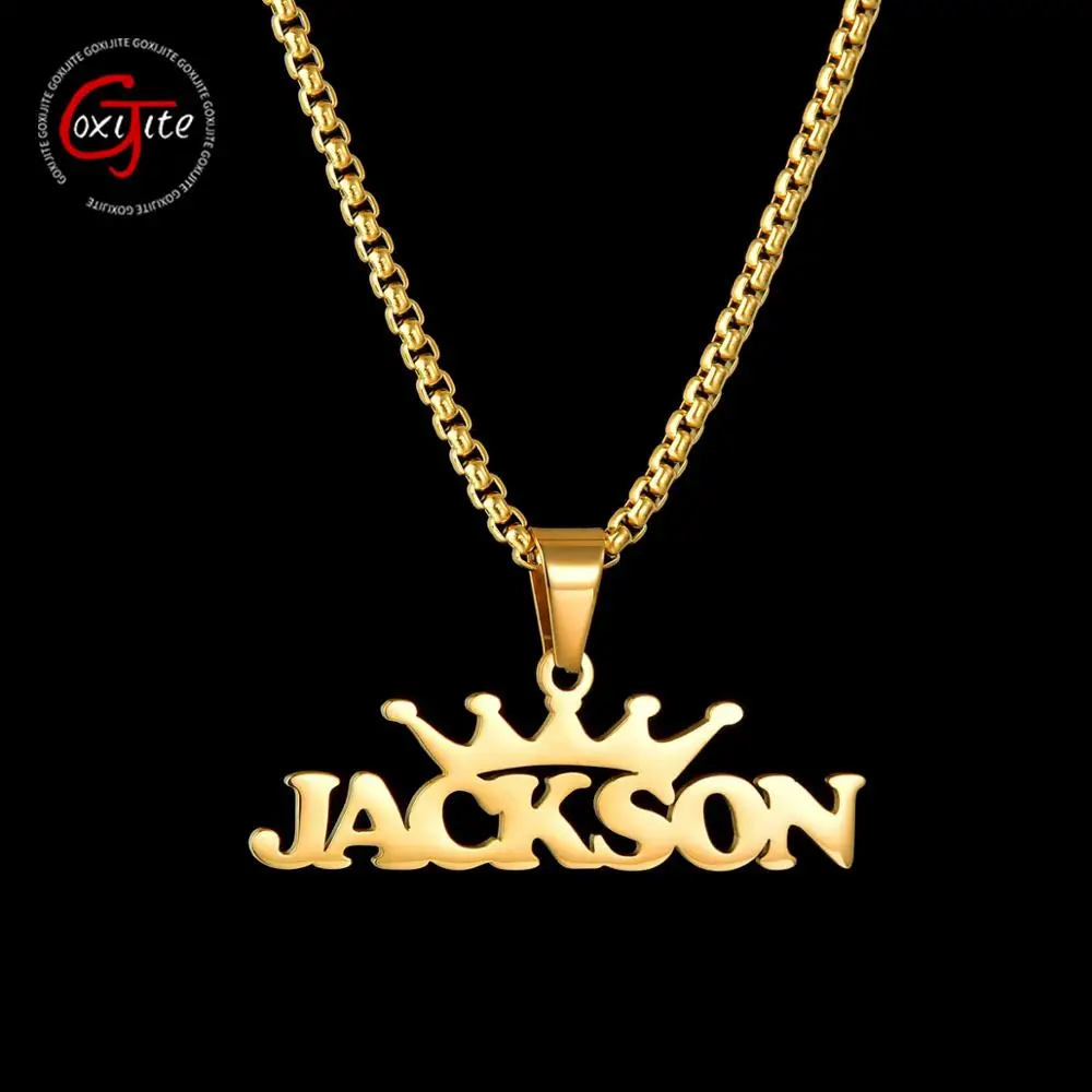 Top Trends: Goxijite Trendy Big Letter Name Necklace With Crown For Women Personalized Letter Nameplate Pendant Necklaces Custom Jewelry Shoppable Styles