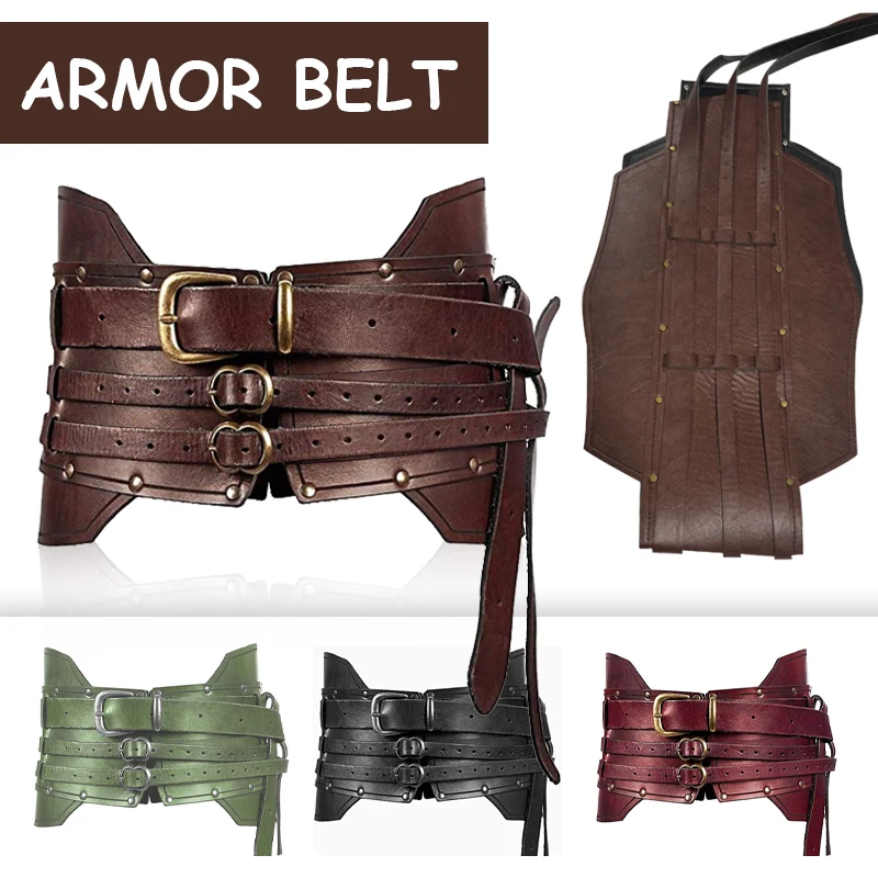 Top Trends: Steampunk Women Vintage Wide Belt Men Knight Armors Medieval Viking Pirate Costume For Adult Medieval Cosplay Accessories Shoppable Styles