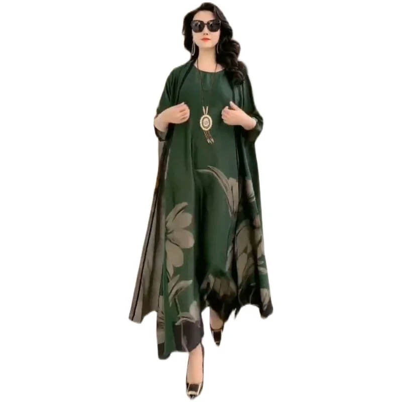 Top Trends: New Spring Summer Suit Dresses Female Fashion Loose Oversize 5XL Printed Tops + Dress Women's Short-Sleeved Two-Piece Suit Lady Shoppable Styles