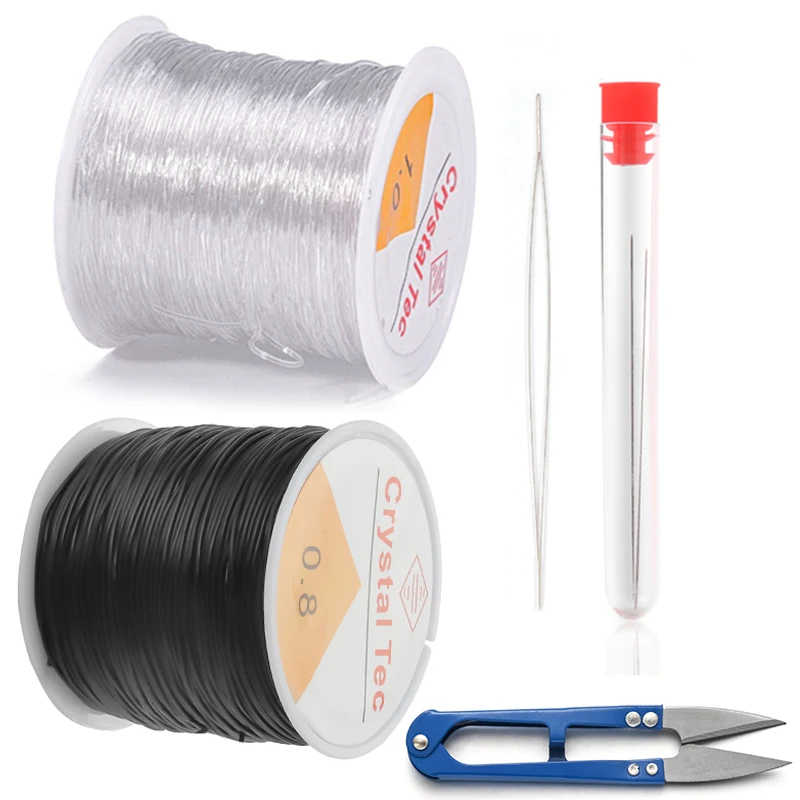 Top Trends: Plastic Crystal DIY Beading Stretch Cords Elastic Line With Beading Needles Scissors Wire String Jeweleri Thread String Thread Shoppable Styles