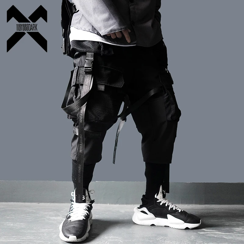 Top Trends: 11 BYBB&#039;S DARK Cargo Pants Men Harajuku Streetwear Tactics Pants Ribbon Multi-pocket Trousers Elastic Waist HipHop Male Shoppable Styles