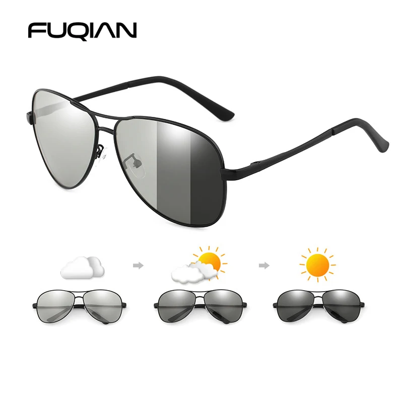 Top Trends: Classic Pilot Photochromic Sunglasses Men Women Fashion Chameleon Polarized Sun Glasses Male Driving Change Color Night Vision Shoppable Styles