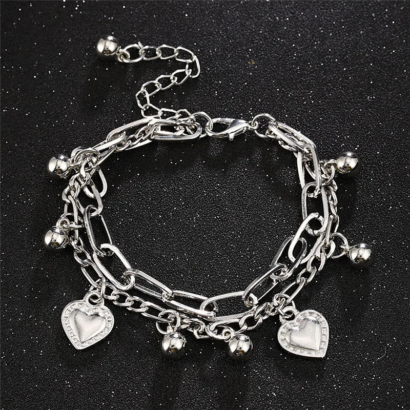 Top Trends: 2021 Chain Link Heart Bracelets & Bangles Simple Bracelet Stainless Steel Jewelry For Women Drop Shipping Shoppable Styles