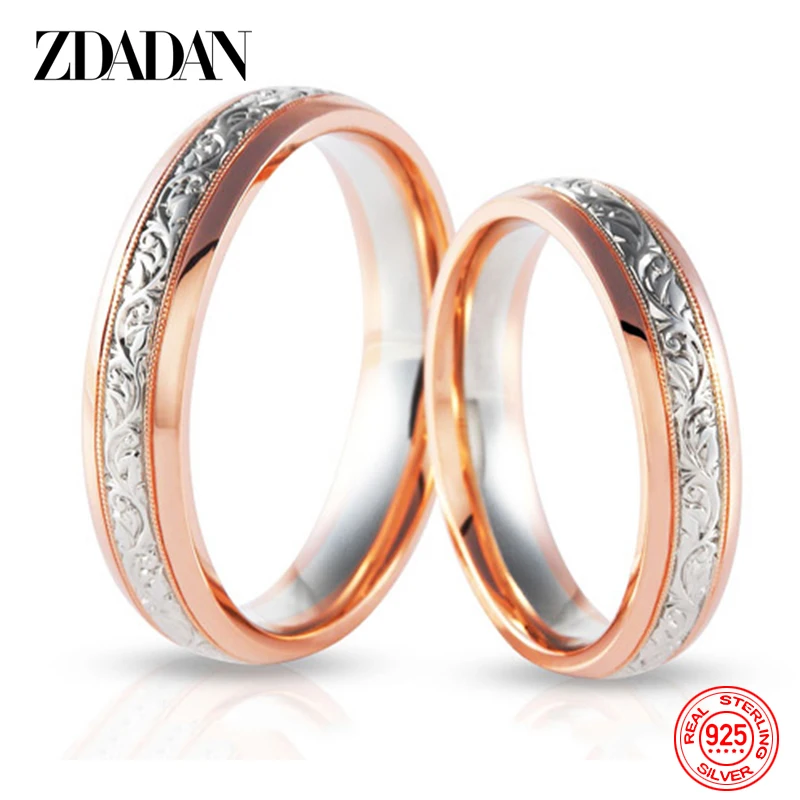 Top Trends: ZDADAN 925 Sterling Silver Rose Gold Couple Ring For Women Engagement Fashion Jewelry Gift Shoppable Styles