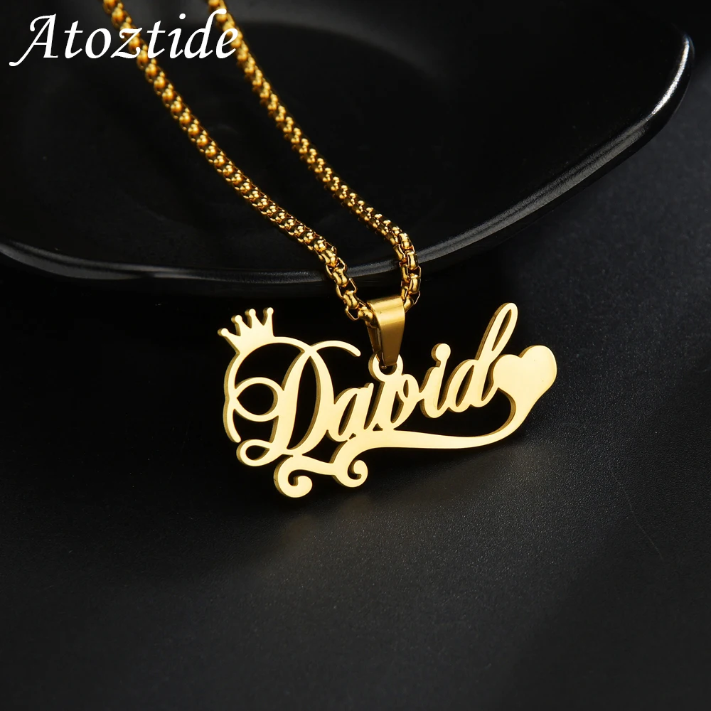 Top Trends: Atoztide 2022 New With Personalized Name Necklaces For Women Nameplate Jewelry Stainless Steel Custom Letter Necklace Gift Shoppable Styles