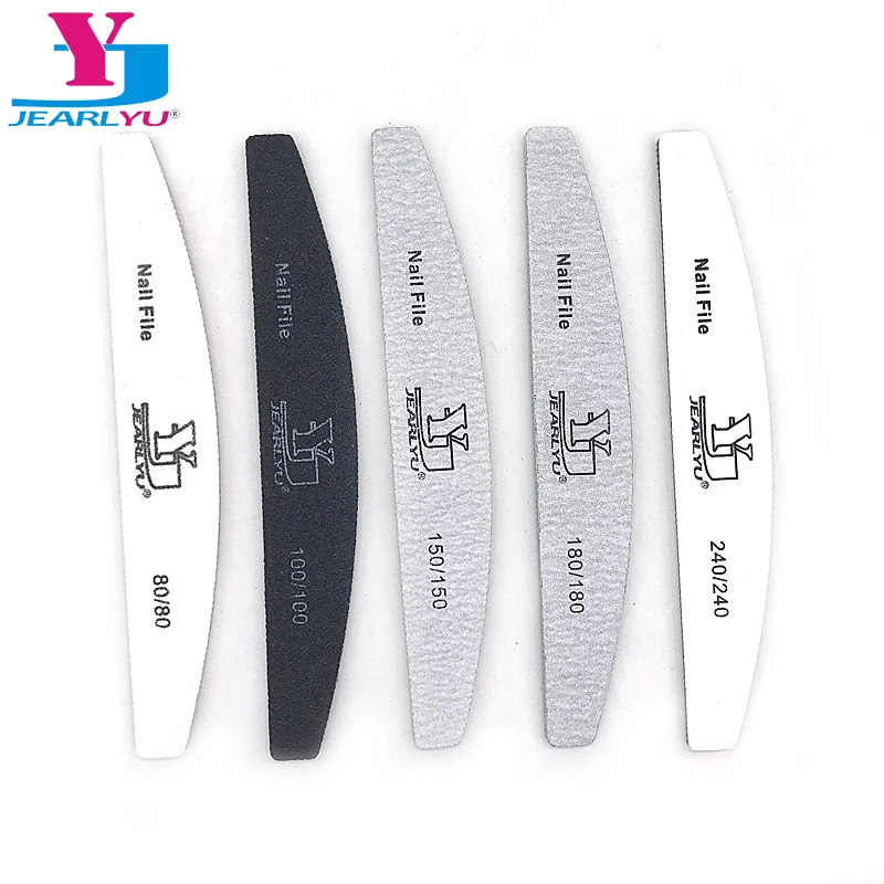 Top Trends: 2 / 5pcs / lot Moon Nail File Mix Color Limas 80 / 100 / 150 / 180 / 240 Grit Sandpaper Disposable Cuticle Remover Buffers Manicure Tool Set Shoppable Styles