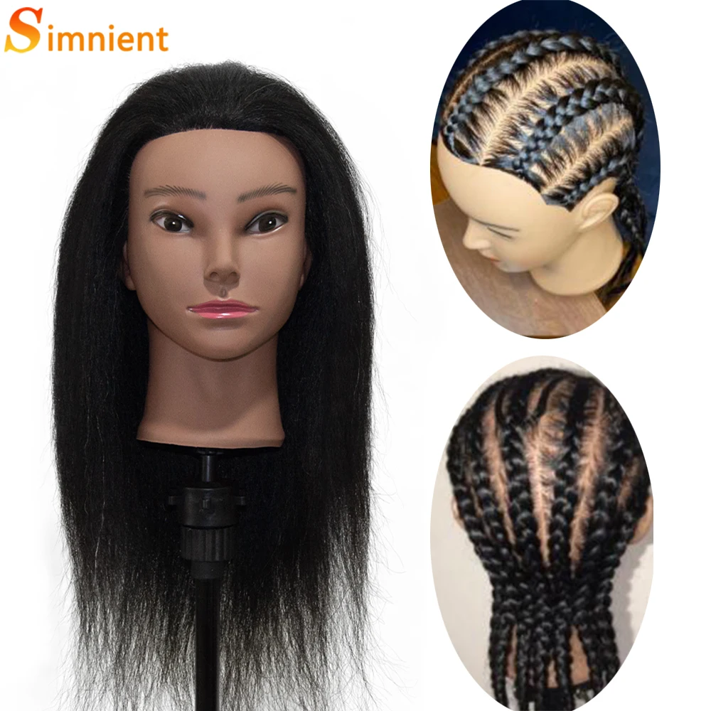 Top Trends: African Mannequin Head With Real Hair Afro Heads Professional Styling Braiding Training Hairart Barber Hairdressing Tools Wigs Shoppable Styles